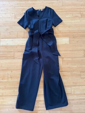 Kate Spade Black Short-Sleeve Belted Jumpsuit